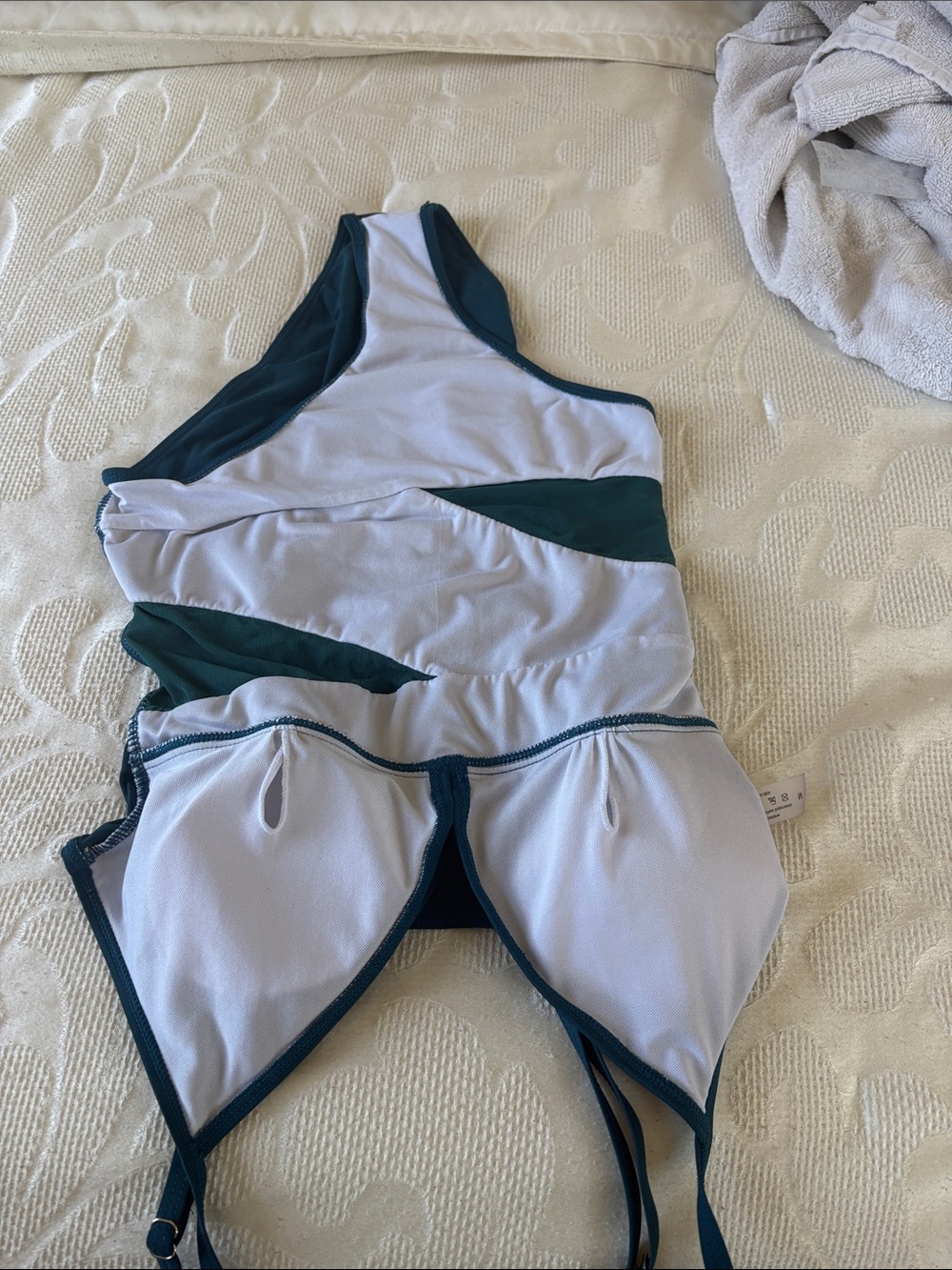 Teal One-Piece Swimsuit with Mesh Insets - Picture 5 of 5